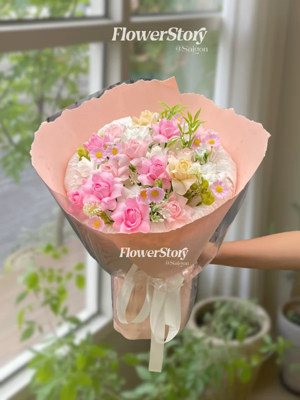 Bó Hoa Sáp Hồng Tỷ Muội