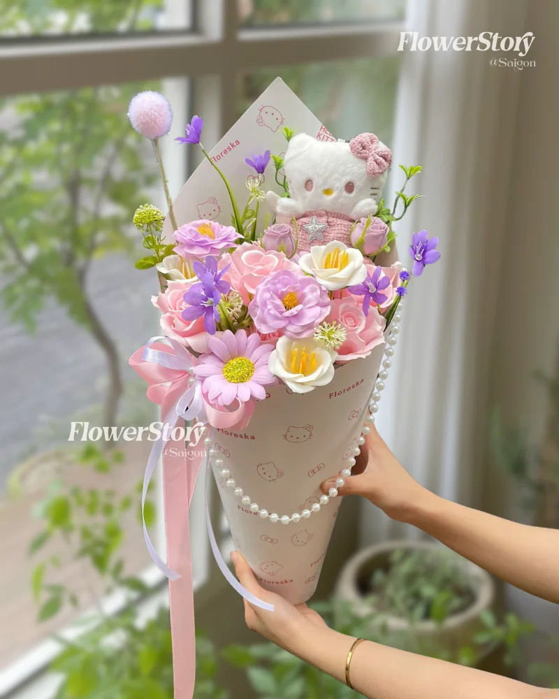 Bó Hoa Sáp Que Kem Hello Kitty