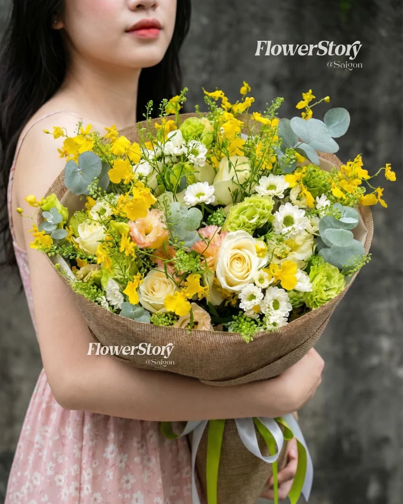 Bó Hoa Garden Mix White Smellty