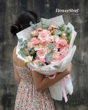 Hoa Bó Pink Rose Pastel Sweety